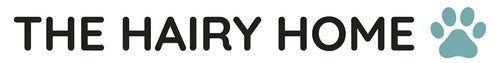 Logo of 'The Hairy Home' with a paw print icon on a white background